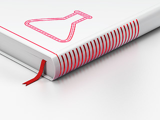 Image showing Science concept: closed book, Flask on white background