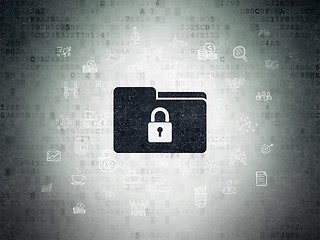 Image showing Finance concept: Folder With Lock on Digital Paper background