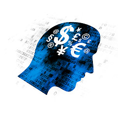 Image showing Education concept: Head With Finance Symbol on Digital background