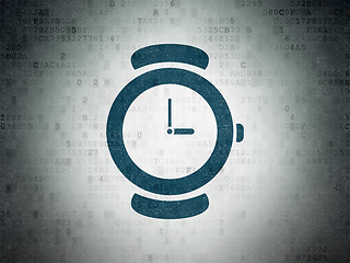 Image showing Time concept: Hand Watch on Digital Paper background