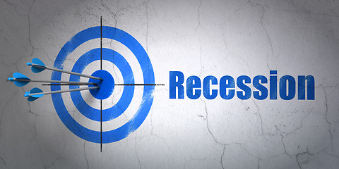 Image showing Business concept: target and Recession on wall background