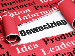 Image showing Business concept: black text Downsizing under the piece of  torn paper