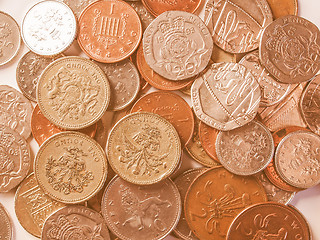 Image showing  Pound coins vintage