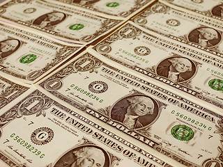 Image showing Retro look Dollar notes 1 Dollar