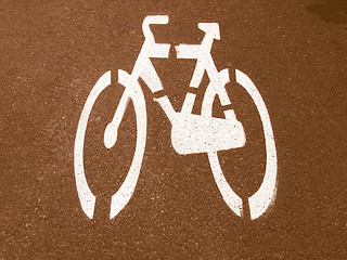 Image showing  Bike lane sign vintage