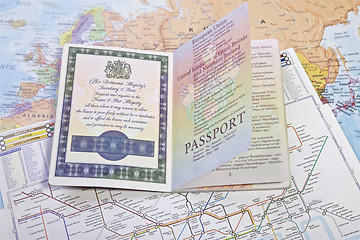 Image showing British Passport on world map