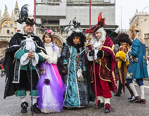 Image showing Group of Disguised People - Venice Carnival 2014