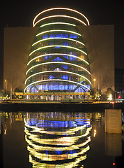 Image showing Convention Center night architecture with reflection Dublin Irel