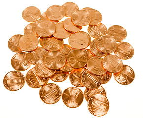 Image showing Retro look Dollar coins 1 cent wheat penny cent