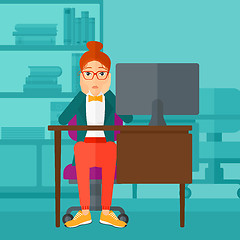 Image showing Tired employee sitting in office.