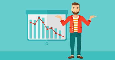 Image showing Man with decreasing chart.