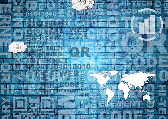 Image showing Blue abstract tech background with words