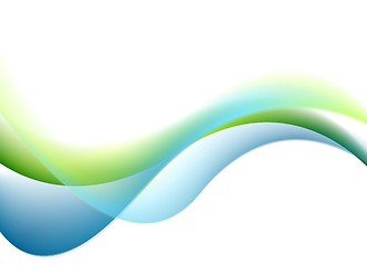 Image showing Green and blue waves on white background