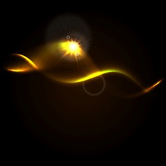 Image showing Gold color glow waves background