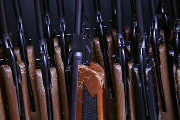 Image showing Many pneumatic air rifle on training