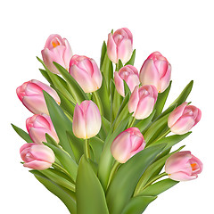 Image showing Bouquet of pink tulips. EPS 10