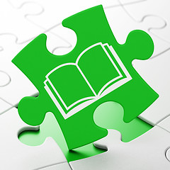 Image showing Science concept: Book on puzzle background