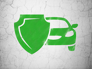 Image showing Insurance concept: Car And Shield on wall background