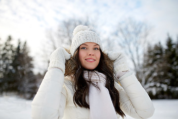 Image showing happy woman outdoors in winter