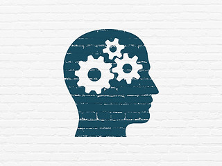 Image showing Education concept: Head With Gears on wall background