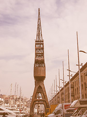 Image showing Old crane at Genoa harbour vintage