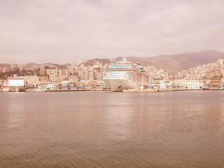 Image showing View of Genoa Italy from the sea vintage