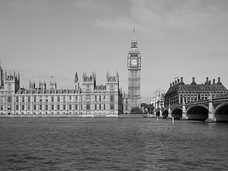 Image showing Black and white Houses of Parliament in London