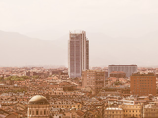 Image showing San Paolo skyscraper in Turin vintage