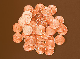 Image showing  Dollar coins 1 cent wheat penny vintage