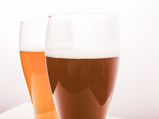 Image showing Retro looking Two glasses of German beer