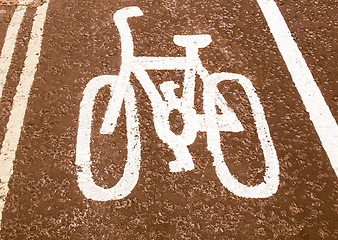 Image showing  Bike lane sign vintage