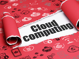 Image showing Cloud technology concept: black text Cloud Computing under the piece of  torn paper