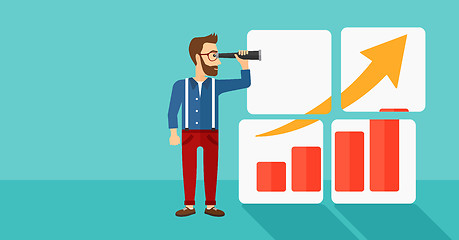 Image showing Man looking at positive bar chart.