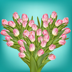 Image showing Tulips flowers in a heart shape. EPS 10