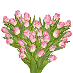 Image showing Tulips flowers in a heart shape. EPS 10