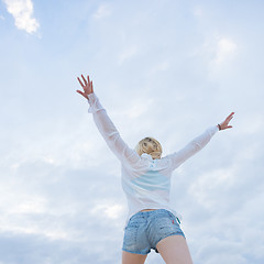 Image showing Carefree woman enjoying freedom.