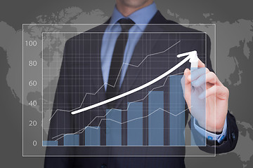 Image showing businessman drawing  graph, business strategy as concept