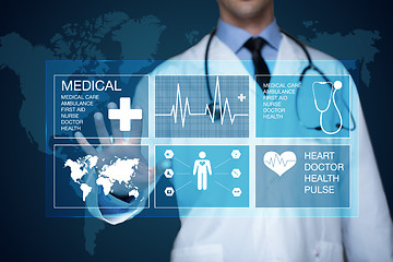 Image showing Doctor working on a virtual screen. medical technology concept. pulse