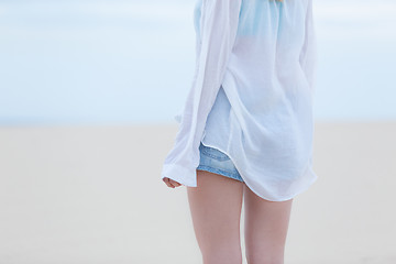 Image showing Beautiful sensual girl alone at beach.