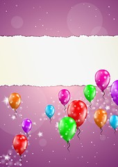 Image showing backgroud with balloons and torn paper