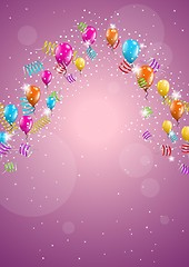 Image showing background with balloons and confetti