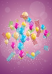 Image showing background with balloons and confetti