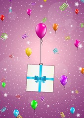 Image showing birthday card with balloons and gift