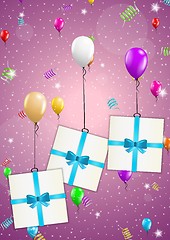 Image showing birthday card with balloons and gift