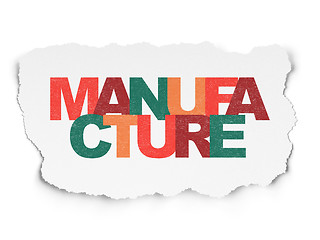 Image showing Manufacuring concept: Manufacture on Torn Paper background