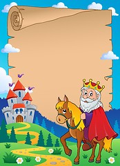 Image showing Parchment with king on horse theme 1