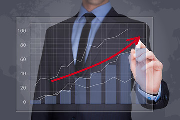 Image showing businessman drawing  graph, business strategy as concept