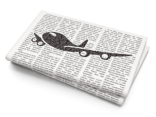 Image showing Vacation concept: Airplane on Newspaper background