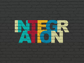 Image showing Business concept: Integration on wall background