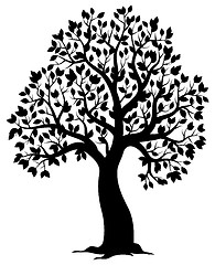 Image showing Silhouette of leafy tree theme 3